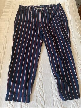 Old Navy Women’s Navy Striped Cropped Dress Pants Size 16 | Mid-rise